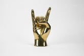 Horns Up or Rock On Hand Sign Sculpture in Brass