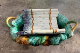 French 19th Century Majolica Asparagus Serving Tray with Foliage Oval Plate