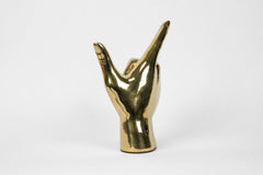 Gun, Pistol, “Guns Up”, or "Go Pokes" Hand Sign Sculpture in Brass
