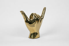 Shaka or Roadrunner or "Birds Up" Hand Sign Sculpture in Brass