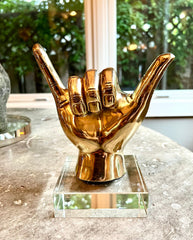 Shaka or Roadrunner or "Birds Up" Hand Sign Sculpture in Brass