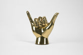 Shaka or Roadrunner or "Birds Up" Hand Sign Sculpture in Brass