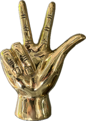 “W” or “UV” or “VU” Hand Sign Sculpture in Brass