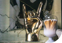Horns Up or Rock On Hand Sign Sculpture in Brass