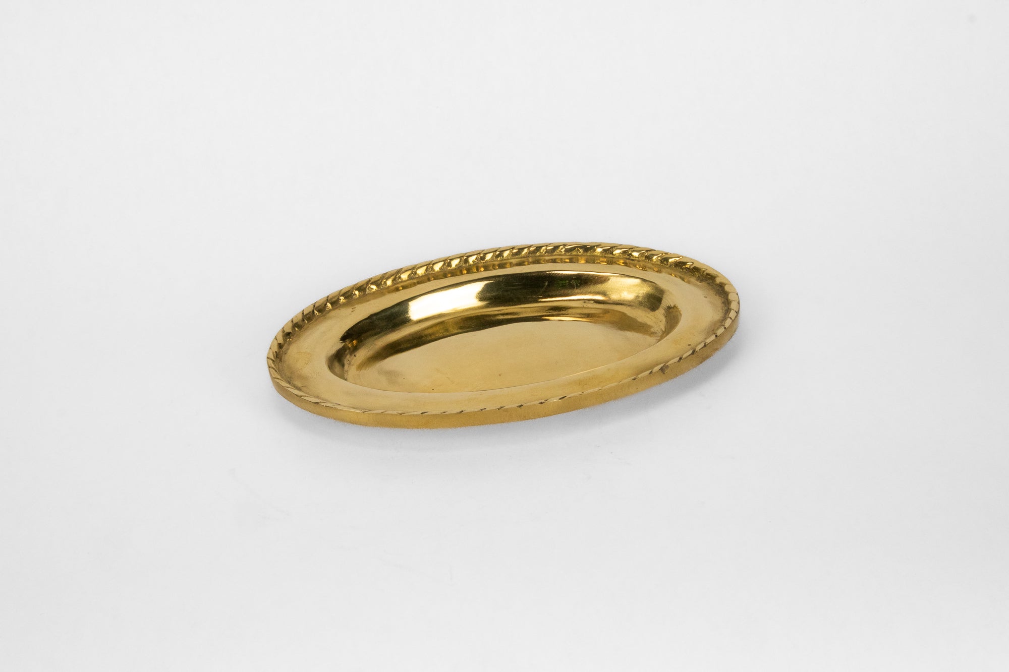 Braided Oval Catch All Bowl or Small Jewelry Tray in Brass