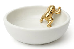 Waylande Gregory Small Frog in Bowl in Gold and White