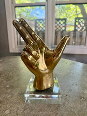 Double-Barrel (Two-Finger) Pistol or Axe Hand Sign Sculpture in Brass