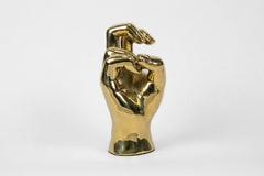 Horned Frog Hand Sign Sculpture in Brass