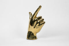 Gun, Pistol, “Guns Up”, or "Go Pokes" Hand Sign Sculpture in Brass