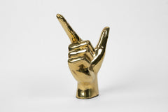 Gun, Pistol, “Guns Up”, or "Go Pokes" Hand Sign Sculpture in Brass