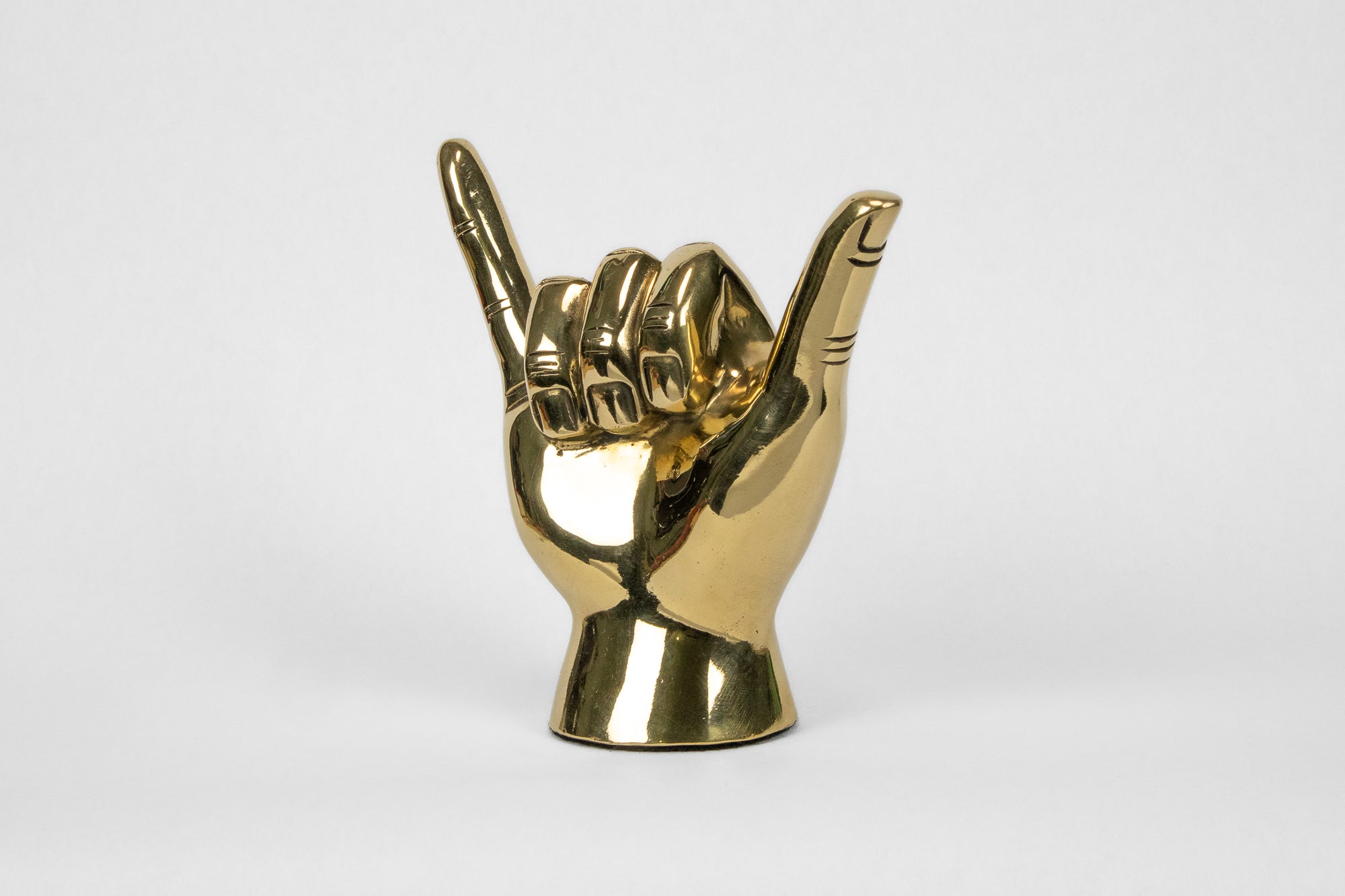 Shaka or Roadrunner or "Birds Up" Hand Sign Sculpture in Brass