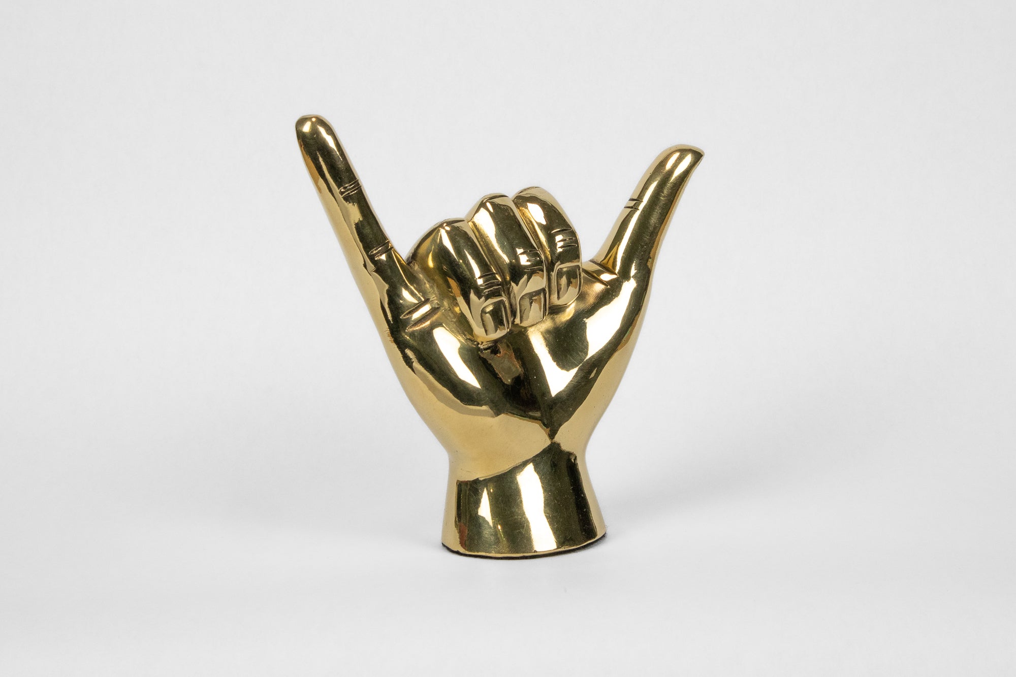 Shaka or Roadrunner or "Birds Up" Hand Sign Sculpture in Brass