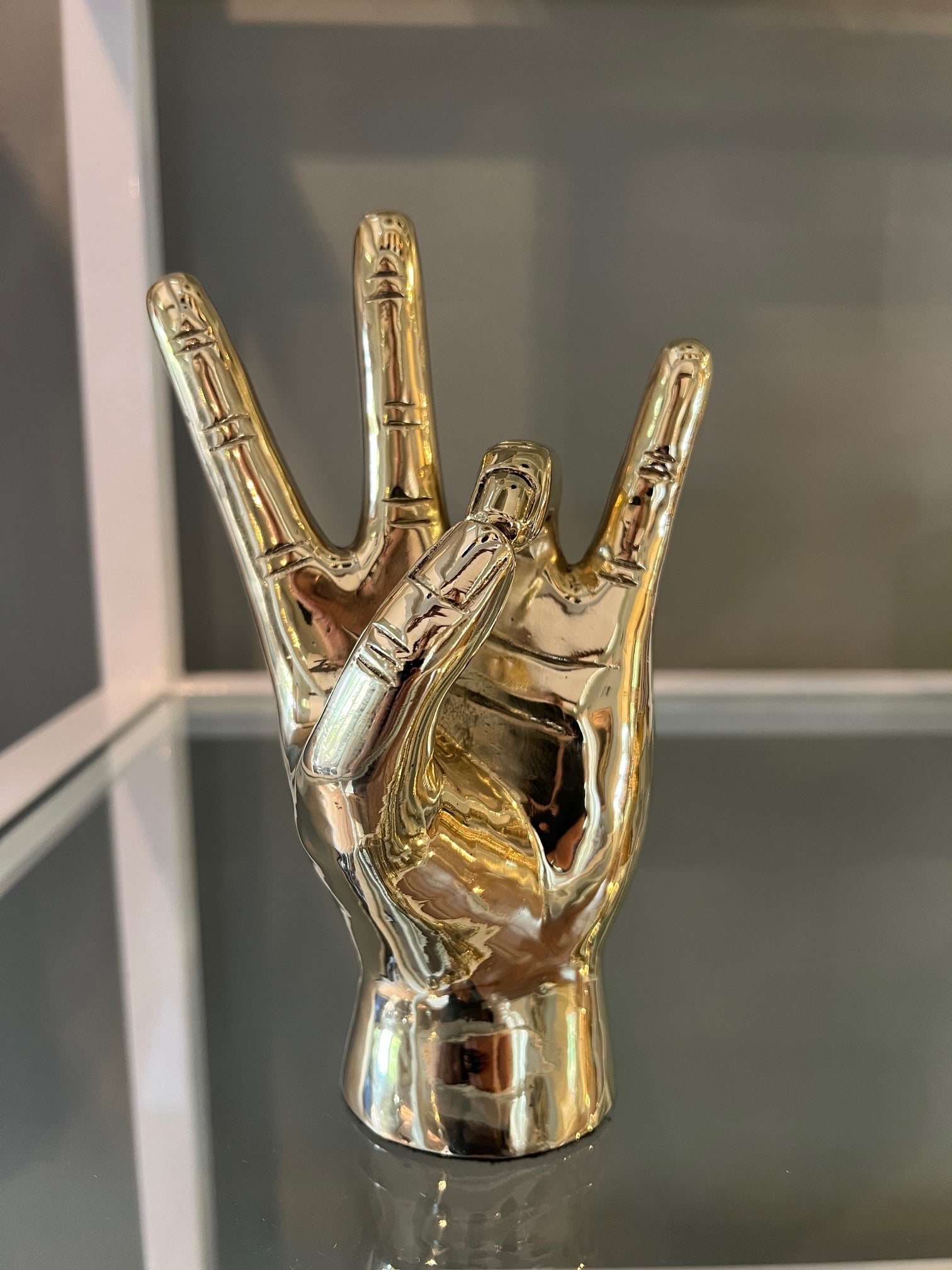 V.O.L Hand Sign Sculpture in Brass