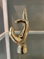 W. C. or Wildcat Hand Sign Sculpture in Brass
