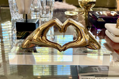 Heart Hands Hand Sign Sculpture in Brass